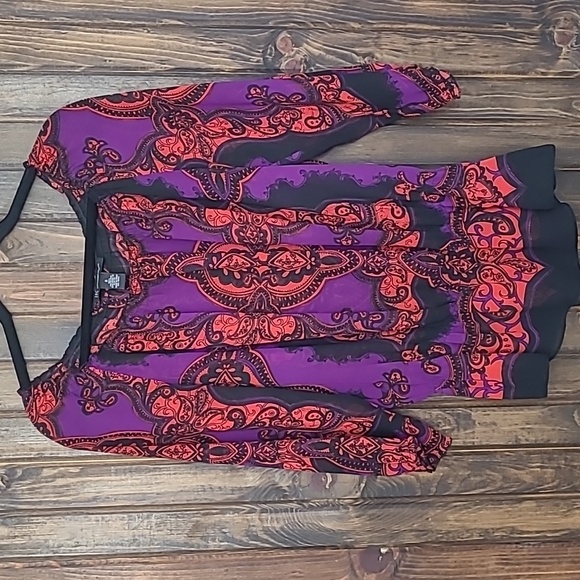 INC International Concepts Printed Peasant Blouse - Size 8 - Picture 1 of 2